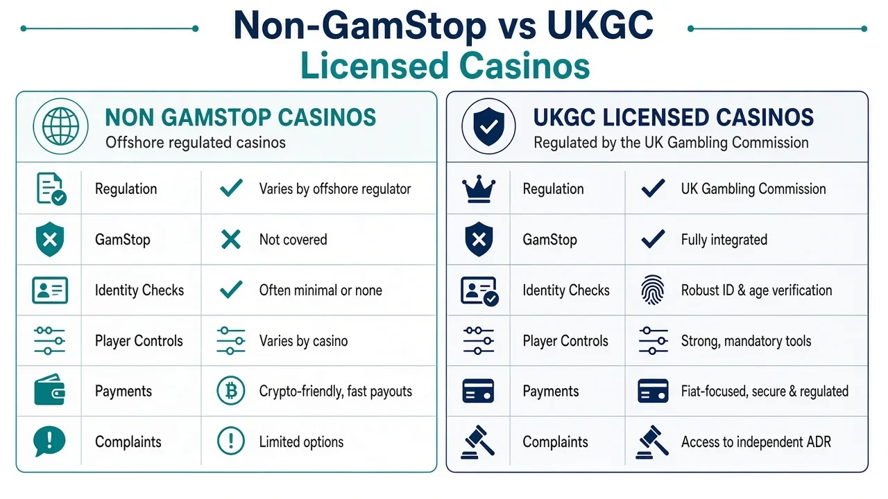 Non GamStop Casinos vs UKGC Licensed Casinos